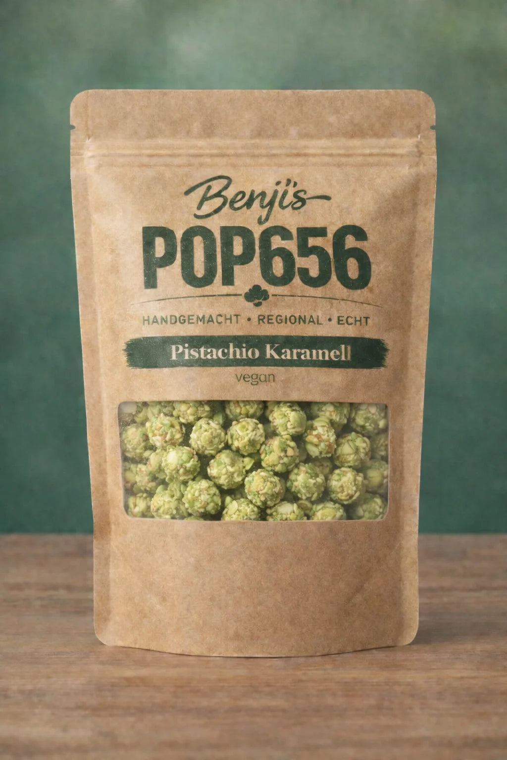 Benji’s POP656 Pistazie Karamell – Premium Mushroom Popcorn
